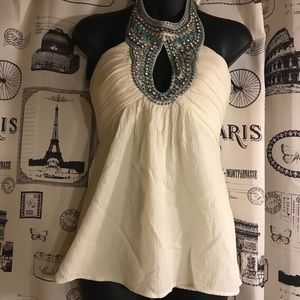 bebe Top/satin/aqua green